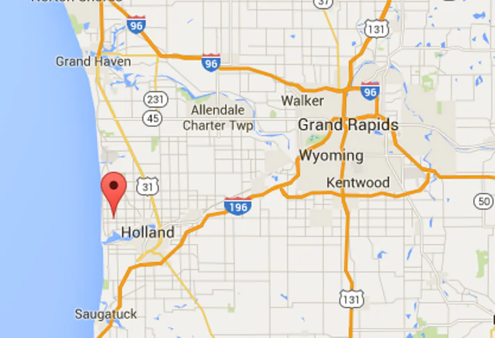 Approximate location of the car crash that killed three in Park Township, about 35 miles southwest of Grand Rapids, Mich., on Feb. 20, 2016. (Screenshot of Google Maps)