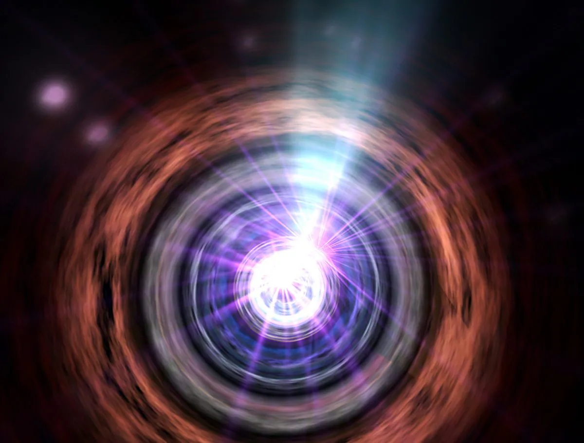 "The black hole sucks nearly everything in from its surroundings, but it creates so much havoc as everything falls in that somehow jets get shot out," says Alan Marscher. (NASA/Goddard Space Flight Center Conceptual Image Lab)