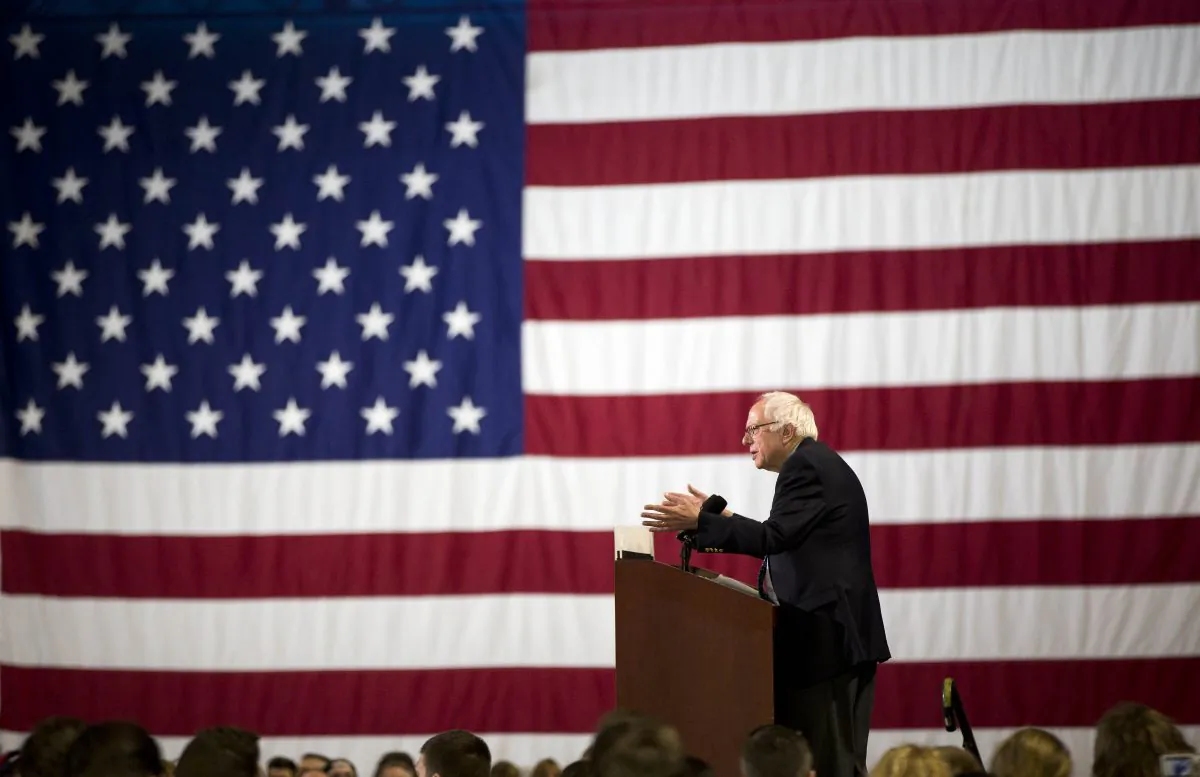 Democratic presidential candidate Sen. Bernie Sanders, I-Vt.,  speaks during a rally Sunday, Feb. 21, 2016, in Greenville, S.C. (AP Photo/John Bazemore)