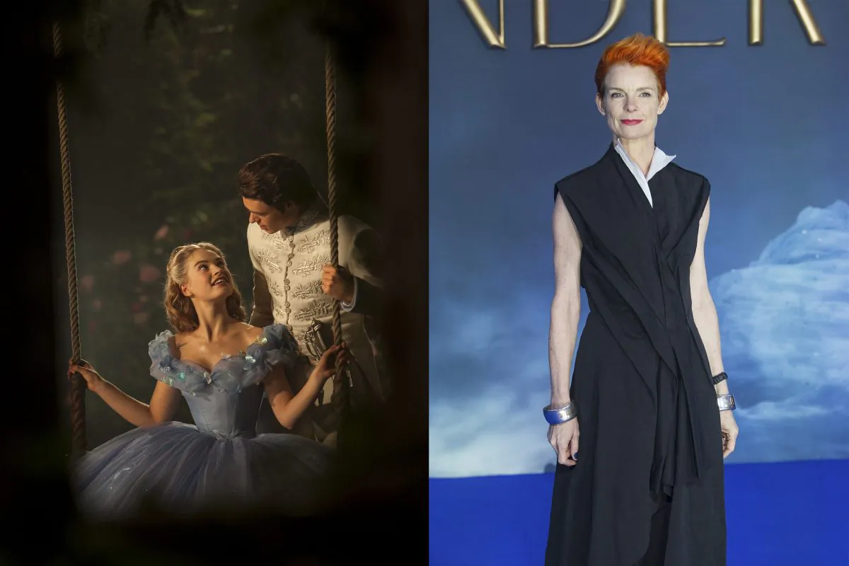 Costume designer Sandy Powell poses at the UK premiere of the film 'Cinderella' in London on March 19, 2015. (JACK TAYLOR/AFP/Getty Images)