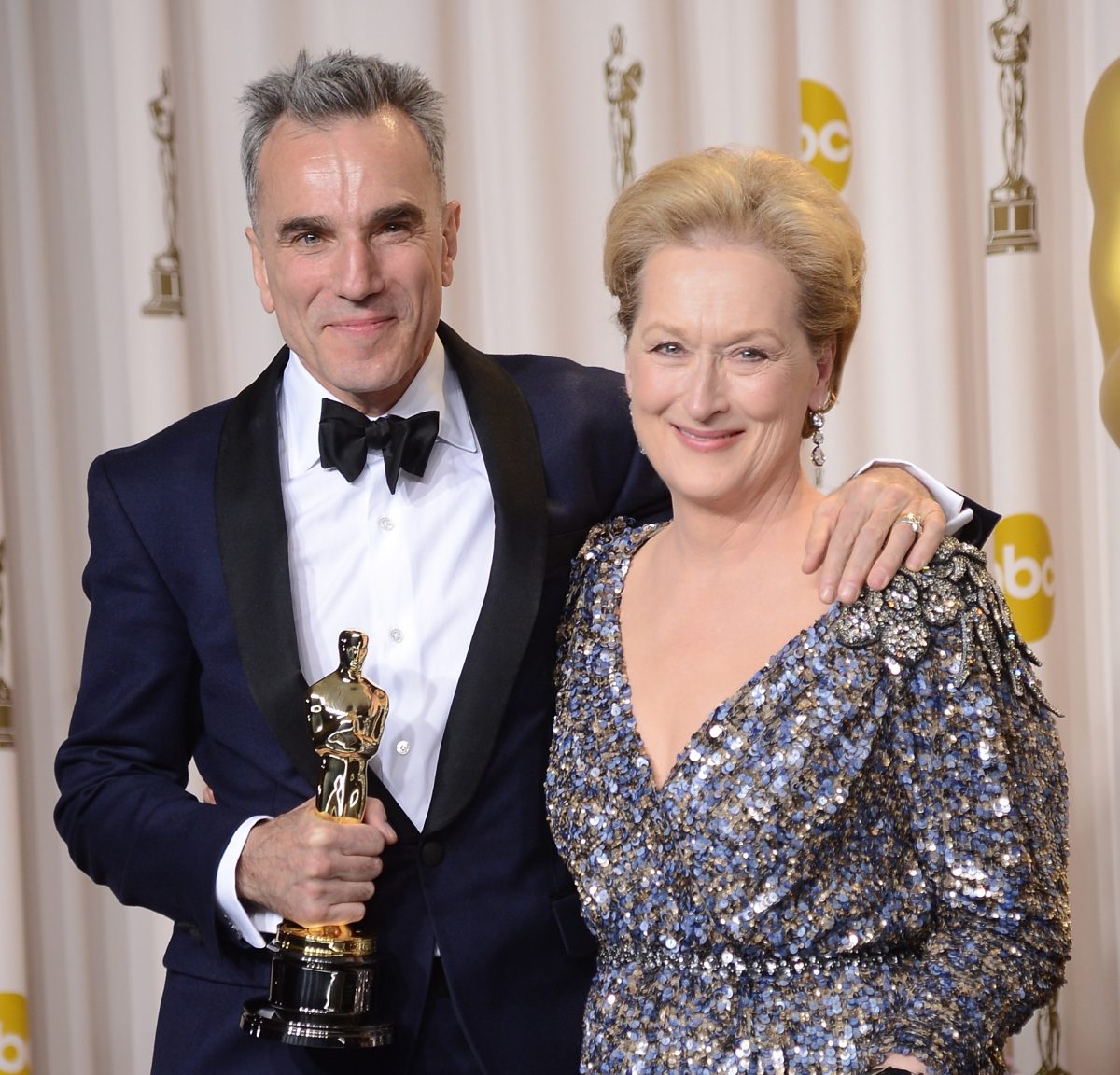 Two of the greatest character actors of our era: Daniel Day-Lewis, winner of the Best Actor award for "Lincoln," and presenter Meryl Streep pose in the press room during the Oscars held at Loews Hollywood Hotel in Hollywood, Calif., on Feb. 24, 2013. (Jason Merritt/Getty Images)