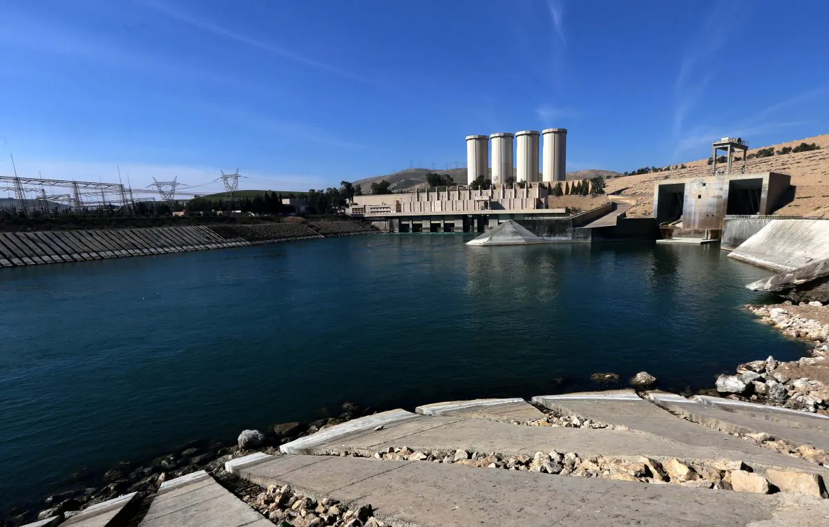 The Mosul Dam on the Tigris River, near Mosul, Iraq, on Feb. 1, 2016. The United States is monitoring Iraq's largest dam for signs of further deterioration that could point to an impending catastrophic collapse. (Safin Hamed/AFP/Getty Images)