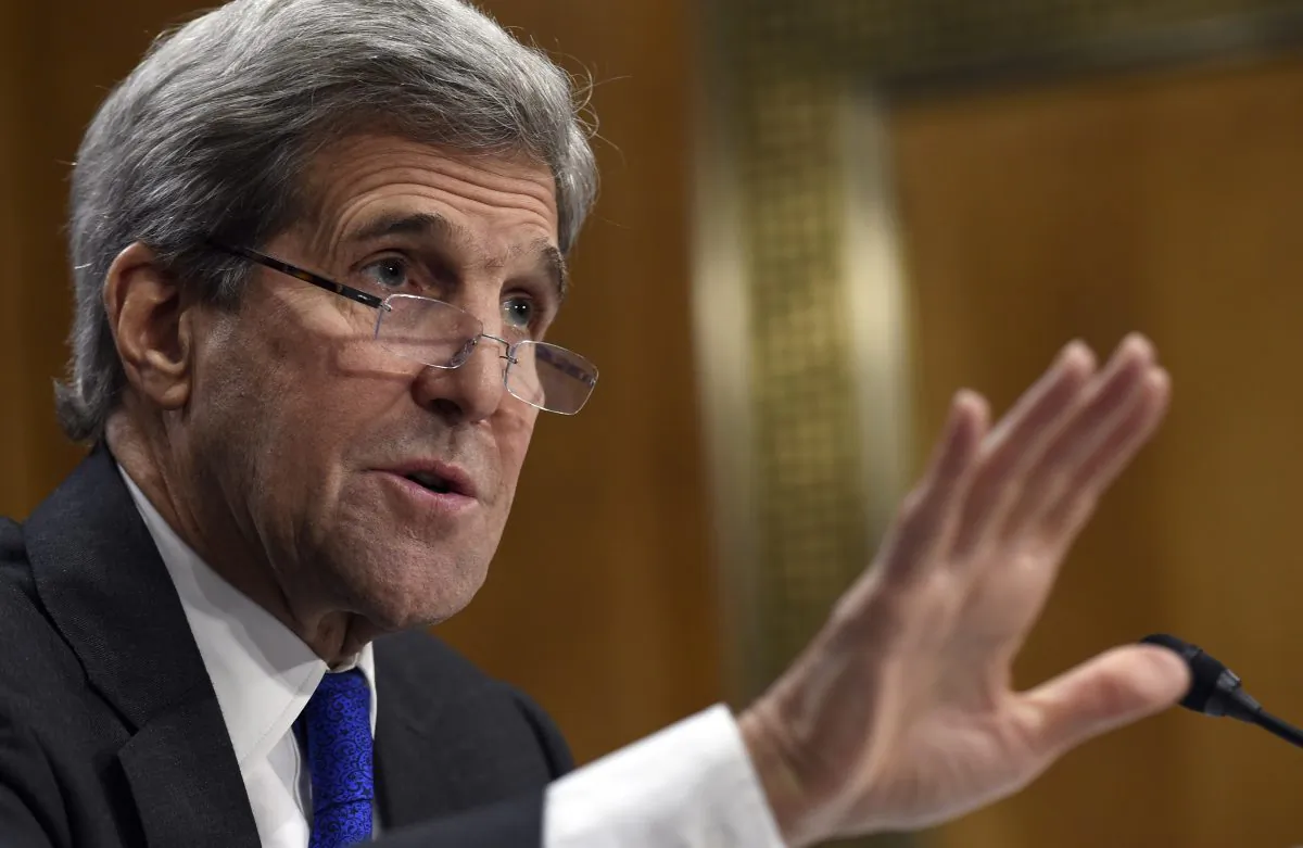 Secretary of State John Kerry testifies on Capitol Hill in Washington, D.C., on Feb. 23, 2016, before the Senate Foreign Relations Committee hearing of the State Department's fiscal 2017 budget request. (AP Photo/Susan Walsh)