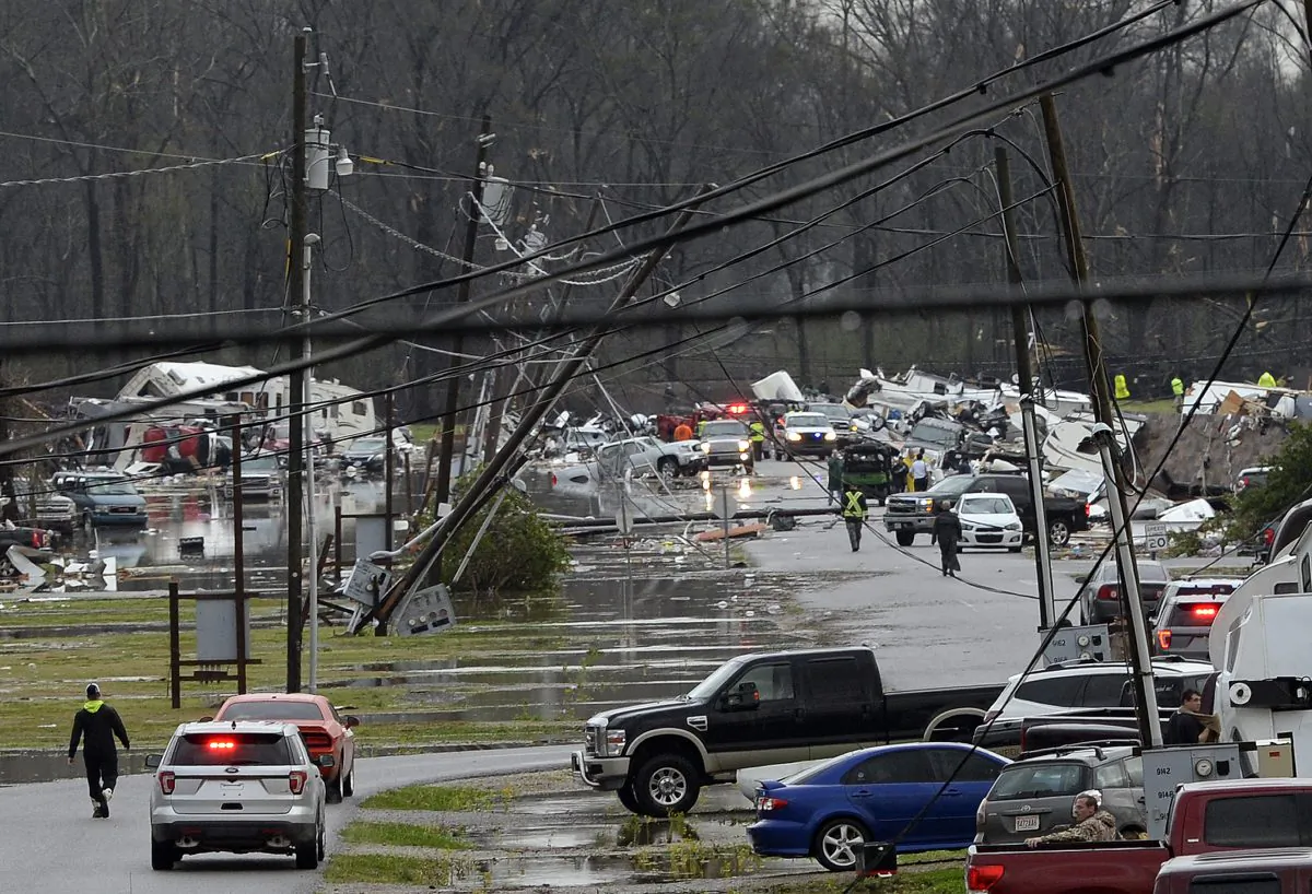 Tornado damage to the back part of the RV park is seen near Convent, La., on on Feb. 23, 2016. (Bill Feig/The Advocate via AP)  