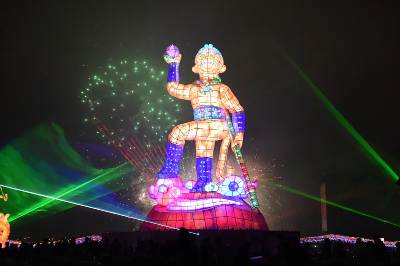 26-meter high monkey lantern in Taoyuan, Taiwan. (Central News Agency)