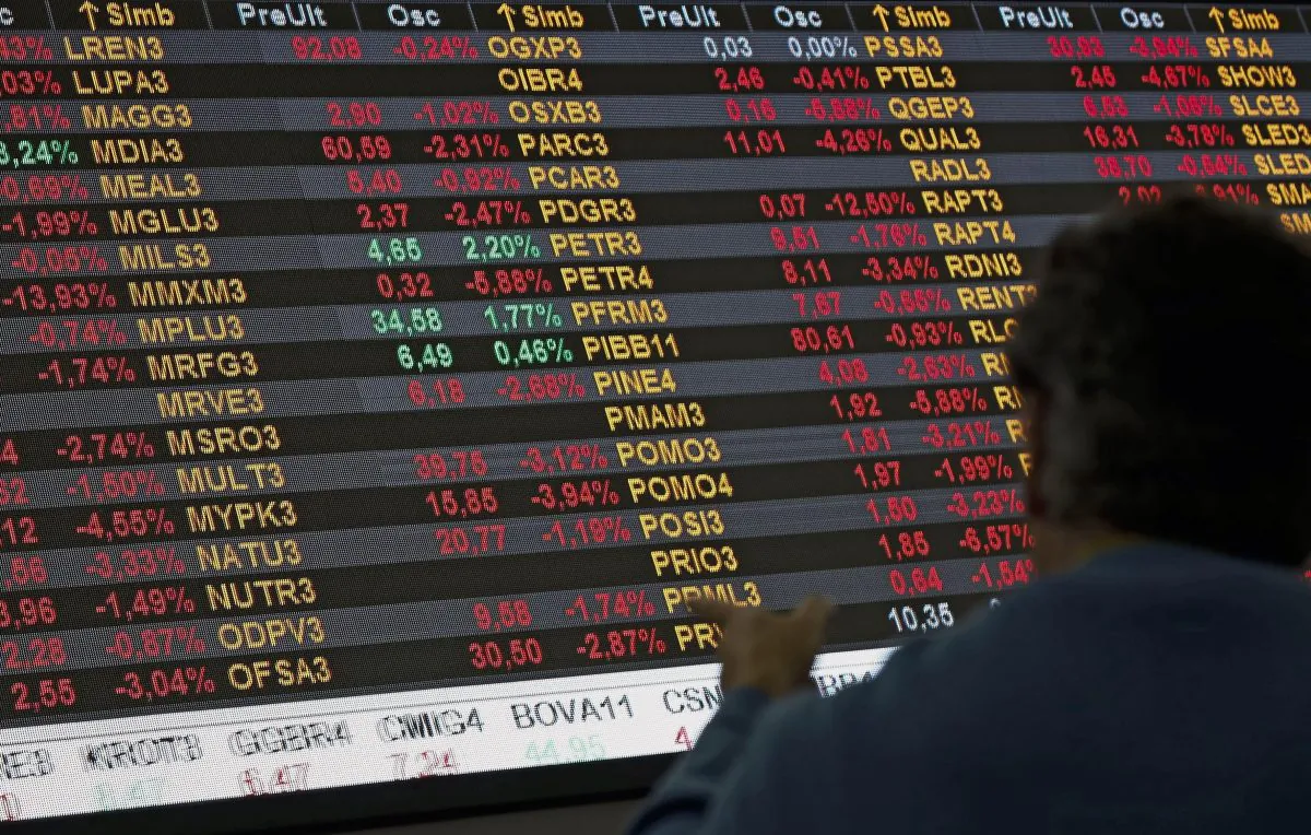 A man is seen at the Stocks Exchange headquarters in downtown Sao Paulo, Brazil, on Sept. 10, 2015. (Miguel Schincariol/AFP/Getty Images)