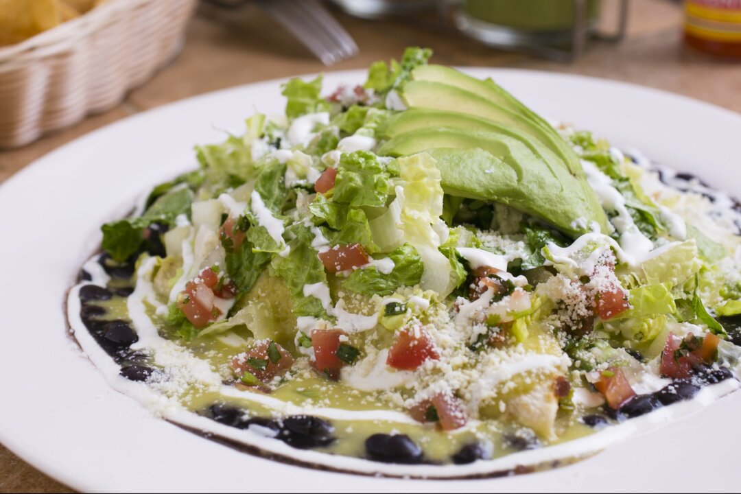 The Vegetarian Enchilada is filled with nopal cactus, Mexican squash, poblano chili, and zucchini. (Samira Bouaou/Epoch Times)