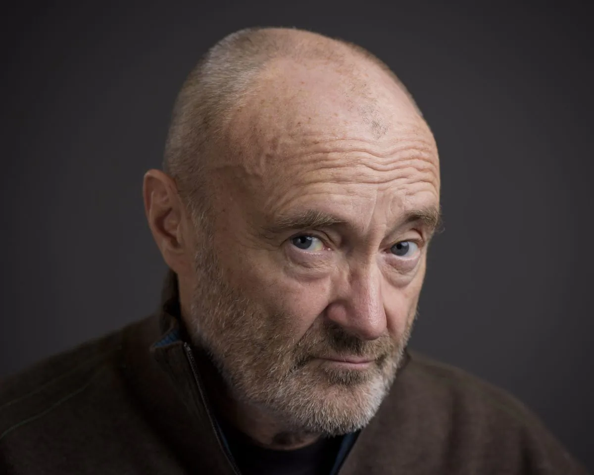 Musician Phil Collins poses for a portrait in New York on Feb. 2, 2016. The multiple Grammy Award-winner is releasing all eight of his solo albums, each remastered and accompanied by a second CD of demos and live recordings, many previously unreleased. (Drew Gurian/Invision/AP)