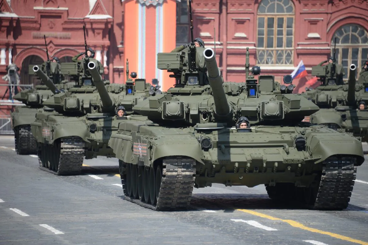 A version of Russia's T-90 tank in Moscow, Russia, on May 9, 2015. (Host photo agency/RIA Novosti via Getty Images)