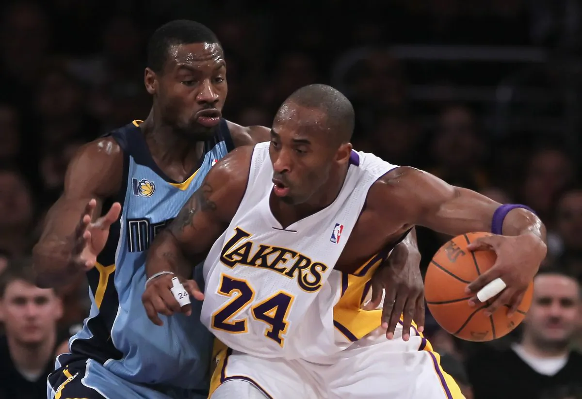 Kobe Bryant and Tony Allen met in the NBA Finals twice when the Lakers and Celtics faced off in both 2008 and 2010. (Jeff Gross/Getty Images)