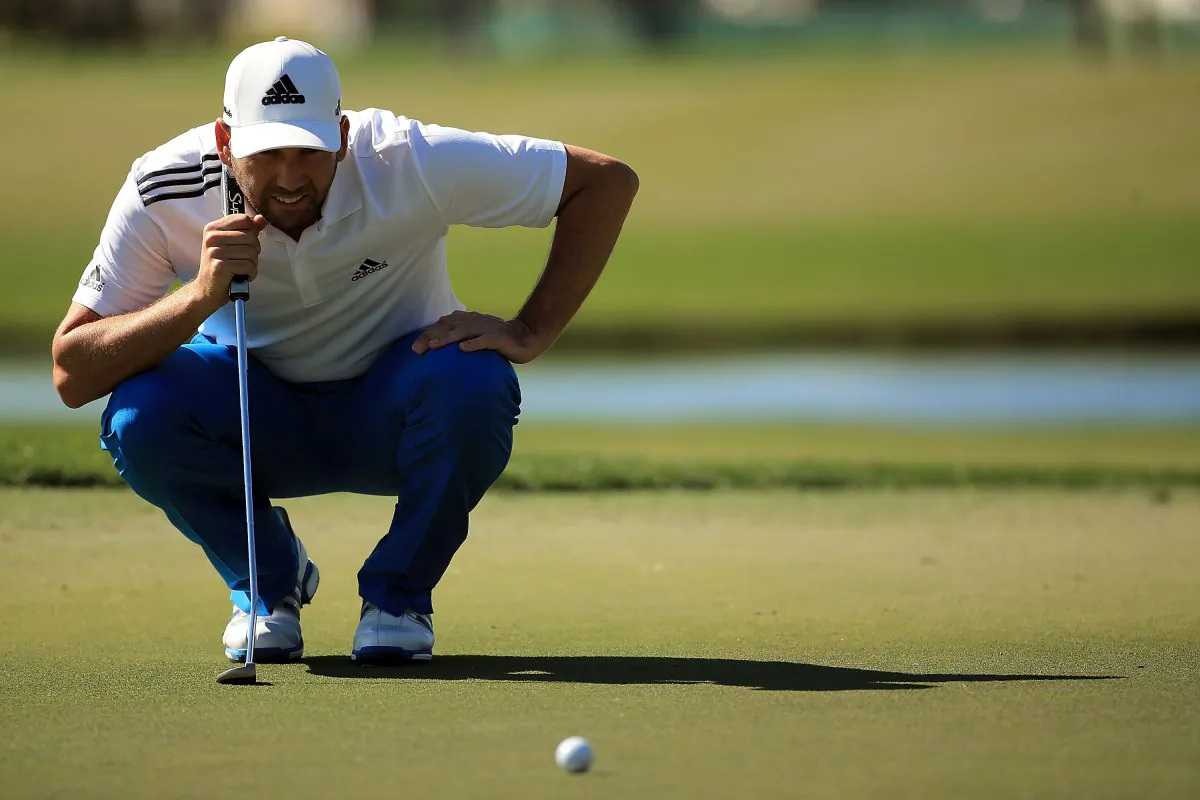 Sergio Garcia lines up a putt on the eighth green during the first round of the Honda Classic at PGA National Resort & Spa - Champions Course on Feb. 25. (Mike Ehrmann/Getty Images)