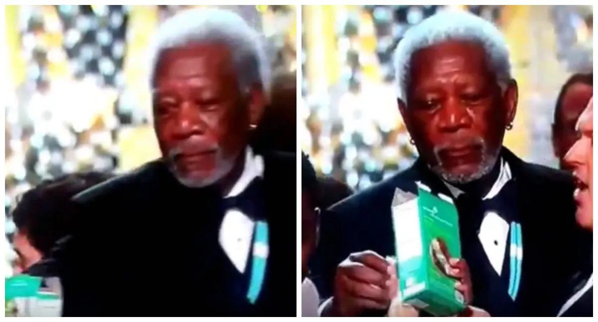Morgan Freeman enjoying a biscuit. (YouTube)
