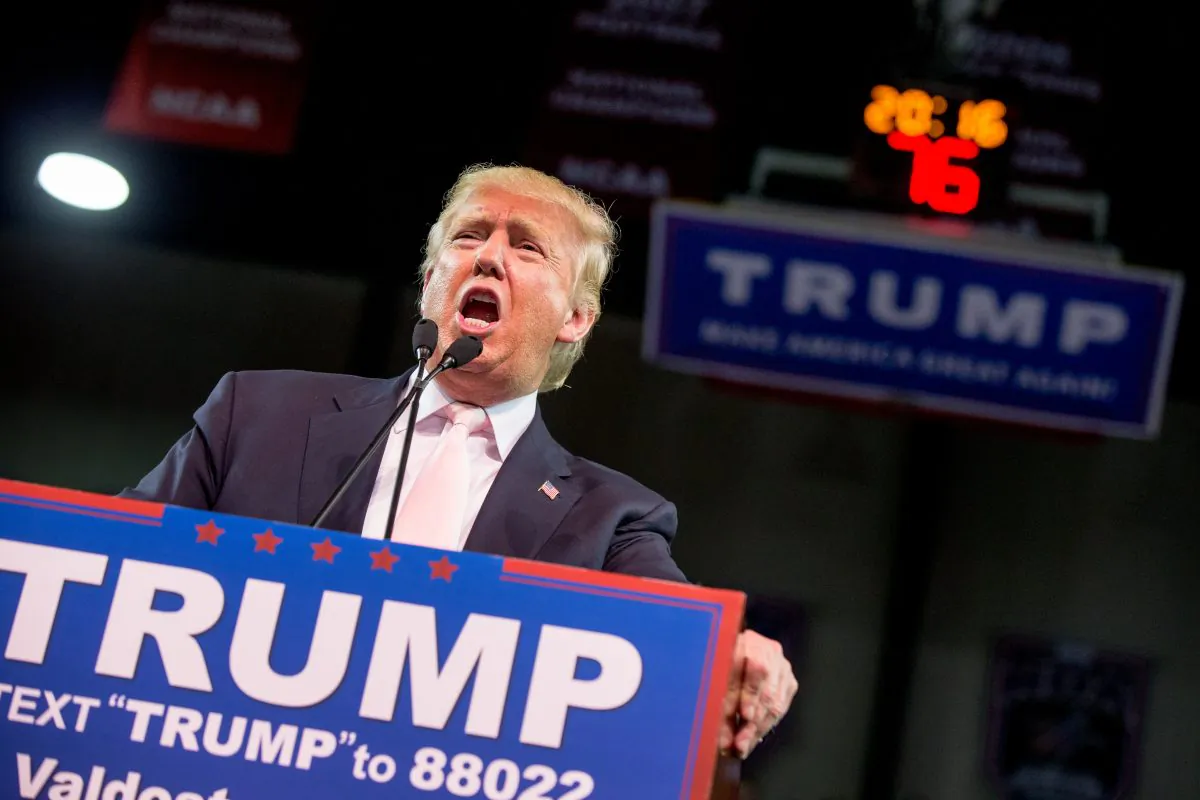 Republican presidential candidate Donald Trump speaks at a rally at Valdosta State University in Valdosta, Ga., Monday, Feb. 29, 2016. (AP Photo/Andrew Harnik)