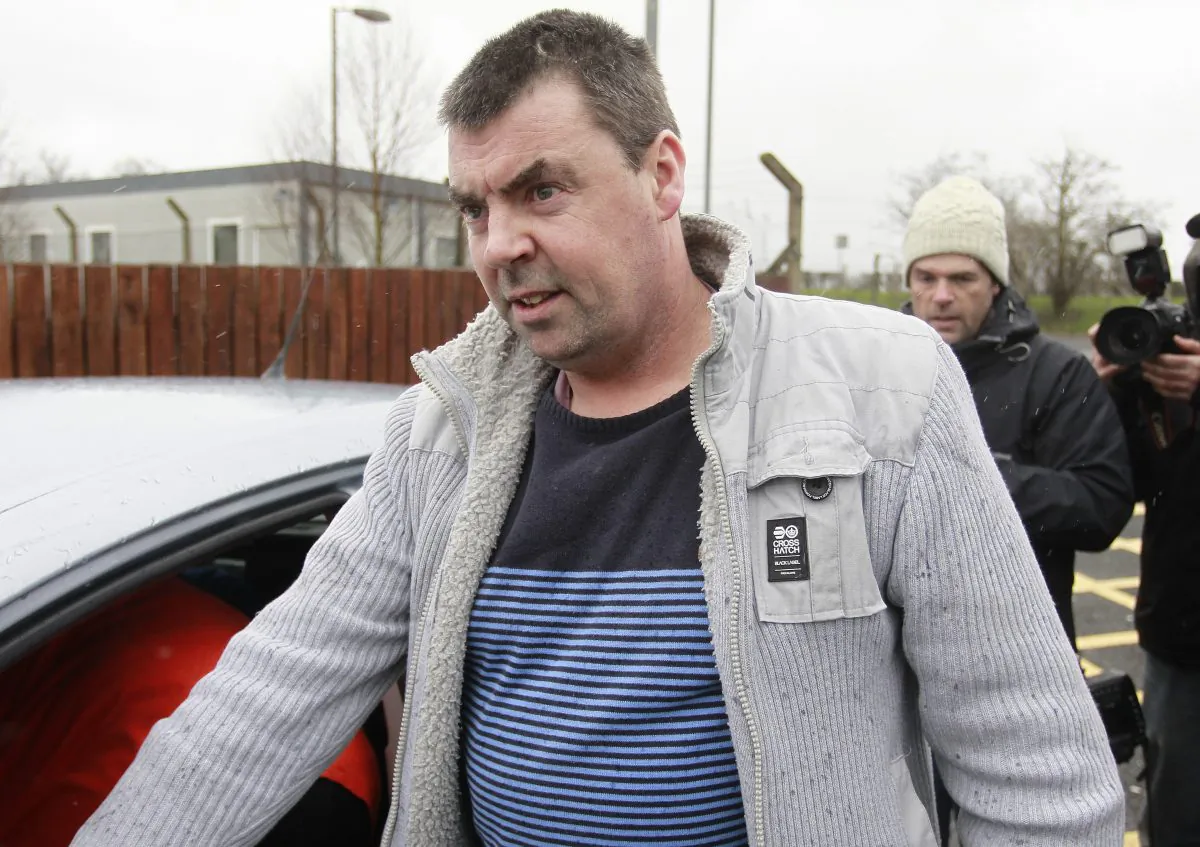 Seamus Daly leaves Maghaberry Prison, in Ballinderry, Northern Ireland, on March, 1, 2016. The Real IRA veteran accused of murdering 29 people in Omagh had all charges dropped Tuesday after prosecutors concluded that the evidence against him—particularly a witness supposed to place him in the Northern Ireland town that day—was too weak. Seamus Daly has spent nearly two years in prison awaiting trial for the Aug. 15, 1998, car bomb attack on a crowd of shoppers, workers and tourists. (AP Photo/Peter Morrison)