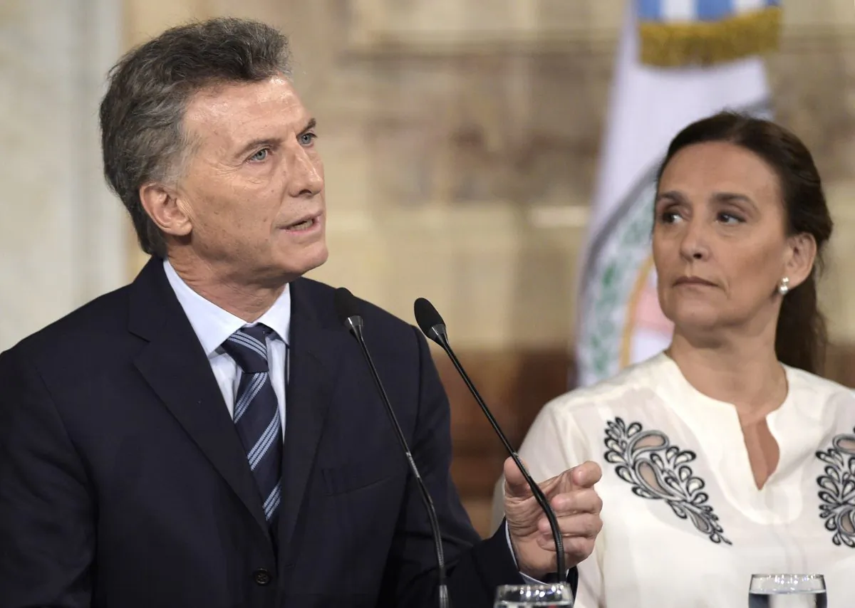 Argentine President Mauricio Macri (L) delivers a speech next to Vice President Gabriela Michetti during the inauguration of the 134th period of ordinary sessions at the Congress in Buenos Aires, Argentina, on March 1, 2016. (Juan Mabromata/AFP/Getty Images)