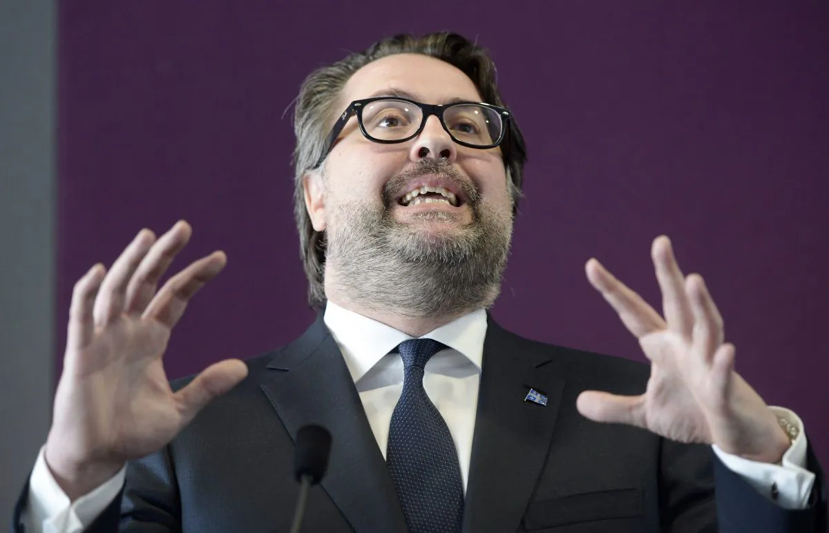 Quebec Environment Minister David Heurtel speaks about the Energy East pipeline project at a news conference in Montreal on March 1, 2016. The Quebec government is seeking an injunction against the Energy East pipeline project. Environment Minister David Heurtel says he wants the $15.7-billion project to be subject to the province's environmental regulations. (The Canadian Press/Ryan Remiorz)