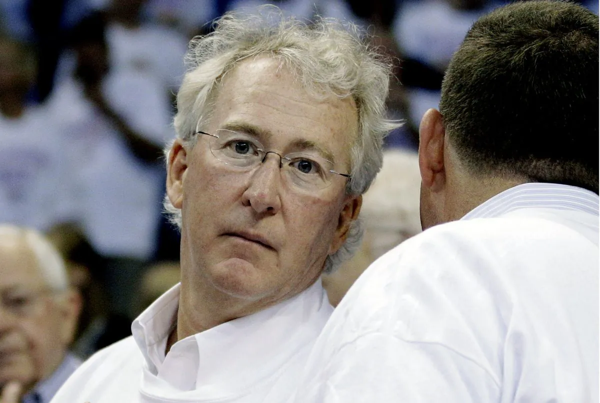 Chesapeake Energy Corp. CEO Aubrey McClendon at Game 6 of the NBA basketball Western Conference finals, in Oklahoma City, on June 6, 2012. (AP Photo/Sue Ogrocki)
