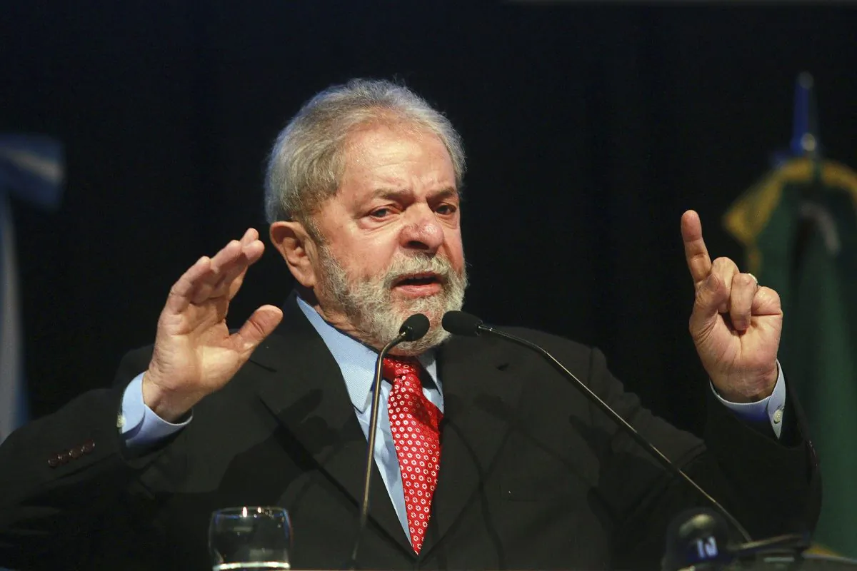 Former Brazilian President Luiz Inacio "Lula" da Silva delivers speech at the third International Congress of Social Responsibility in Buenos Aires on Sept. 10, 2015. (Hugo Villalobos/AFP/Getty Images)