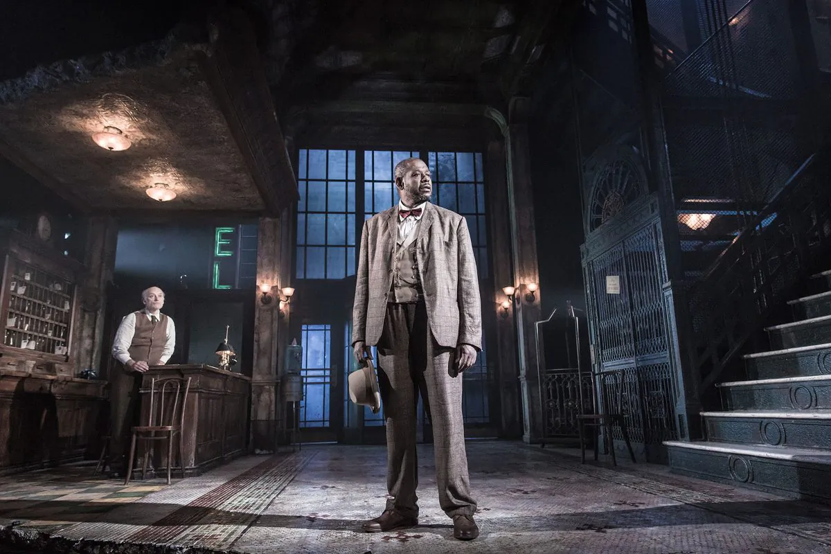 (L–R) Night Clerk (Frank Wood) and Erie Smith (Forest Whitaker) in Eugene O’Neill’s ‘Hughie.” (Marc Brenner)