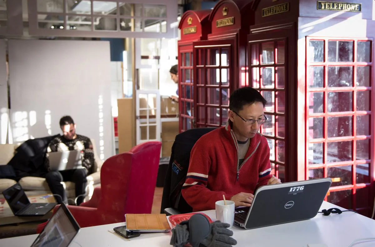 Employees of start-up companies work at their designated spaces at the offices of 1776 business incubator in Washington D.C., on Feb. 11, 2014. (Mladen Antonov/AFP/Getty Images)