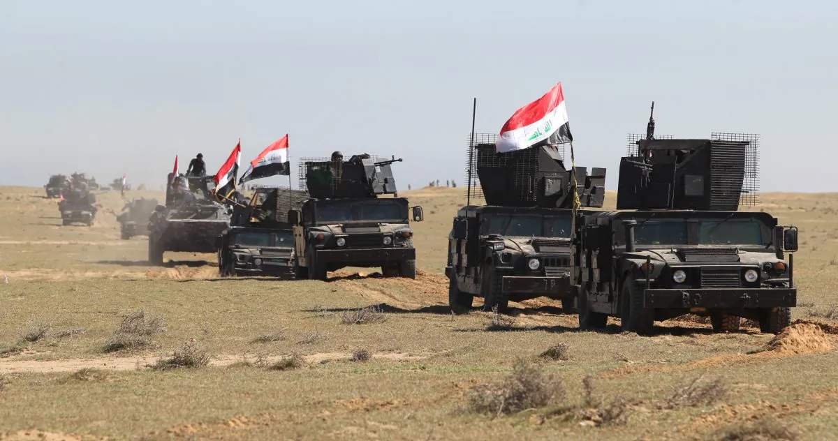 Iraqi Anti-terror forces drive down a road, in the desert of Samarra during an operation aimed at retaking areas from ISIS on March 2, 2016. (Ahmad al-Rubaye/AFP/Getty Images)