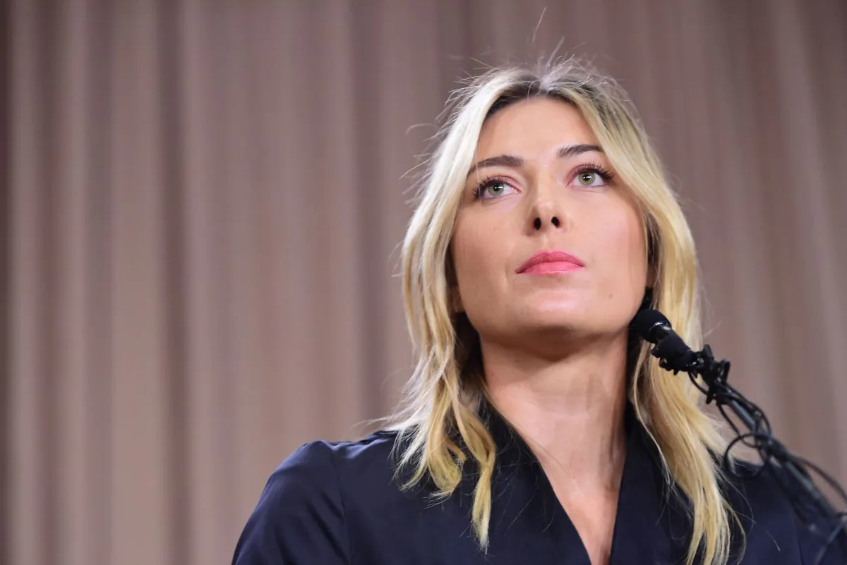 Russian tennis player Maria Sharapova at a press conference in downtown Los Angeles, on March 7, 2016. (ROBYN BECK/AFP/Getty Images)