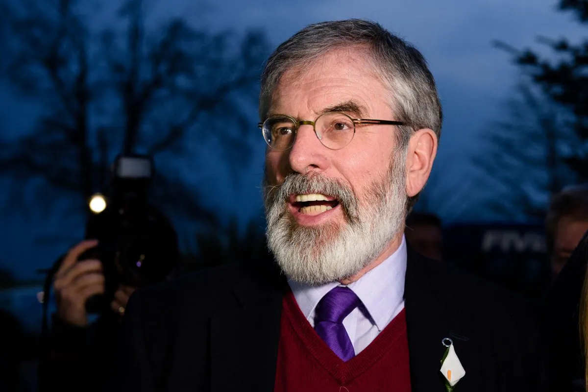 Sinn Fein leader Gerry Adams speaks to the media as he arrives at the Lotuh Count in Dundalk, Ireland, on Feb. 27, 2016, the day after the vote took place in a general election in Ireland. Voters punished Ireland's coalition government and boosted smaller parties in the first election since emerging from a bailout program, raising the prospect of weeks of uncertainty in the eurozone country. Sinn Fein were set to increase their seats to become the third largest group in parliament, continuing an upward trend in support for the party led by Gerry Adams. (Leon Neal/AFP/Getty Images)