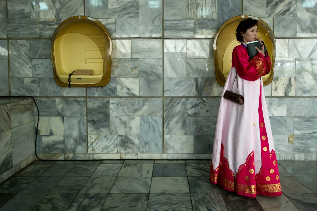 A North Korean woman in traditional dress in Pyongyang on April 13, 2012. (Jones/AFP/Getty Images)