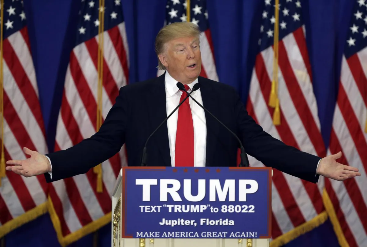 Republican presidential candidate Donald Trump speaks during a news conference at the Trump National Golf Club, Tuesday, March 8, 2016, in Jupiter, Fla. (AP Photo/Lynne Sladky)