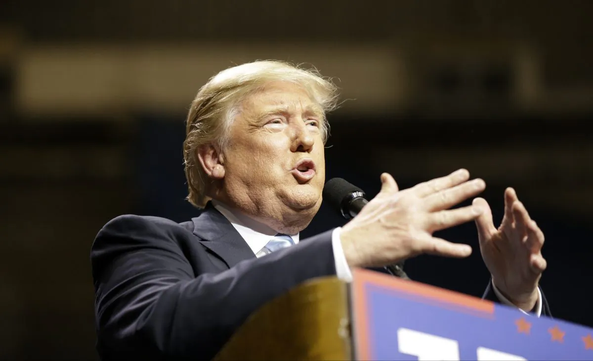 Republican presidential candidate Donald Trump speaks during a campaign rally in Fayetteville, N.C., Wednesday, March 9, 2016. (AP Photo/Gerry Broome)