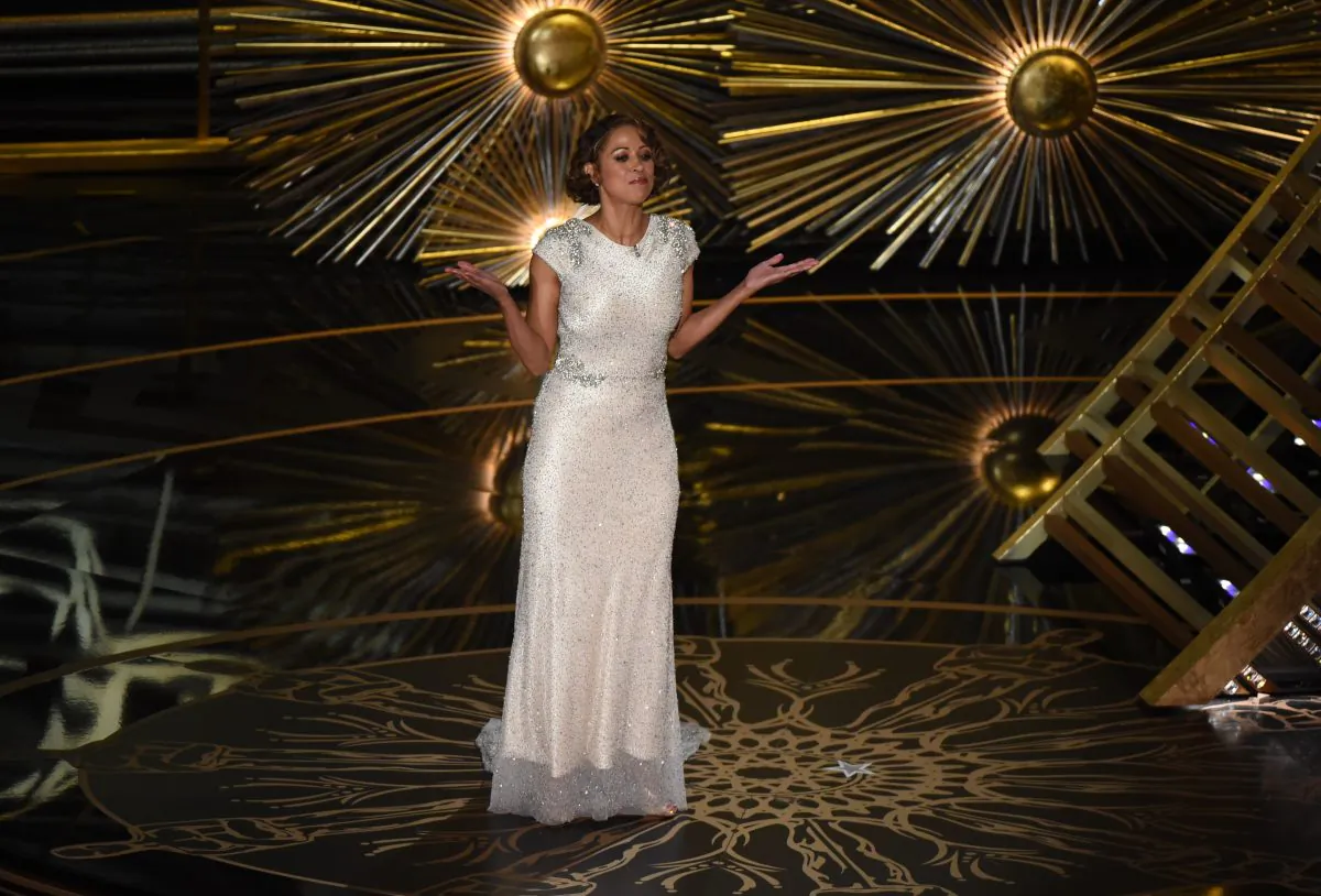 Actress Stacy Dash presents on stage at the 88th Oscars on February 28, 2016 (Photo credit  MARK RALSTON/AFP/Getty Images)