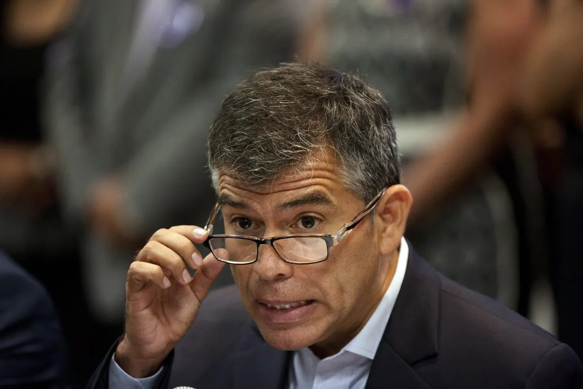 Presidential candidate Julio Guzman answers a question during a press conference in Lima, Peru, on March 10, 2016. Peru's electoral council on Wednesday barred Guzman, the main challenger to front-runner Keiko Fujimori from the country's April 10 presidential election on a technicality. (AP Photo/Rodrigo Abd)