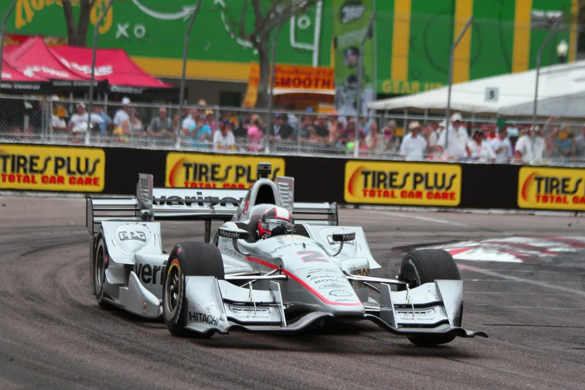Penske Racing driver Juan Montoya led the final 44 laps of the IndyCar St. Petersburg Grand Prix, winning by 2.3 seconds. (Chris Jasurek/Epoch Times)