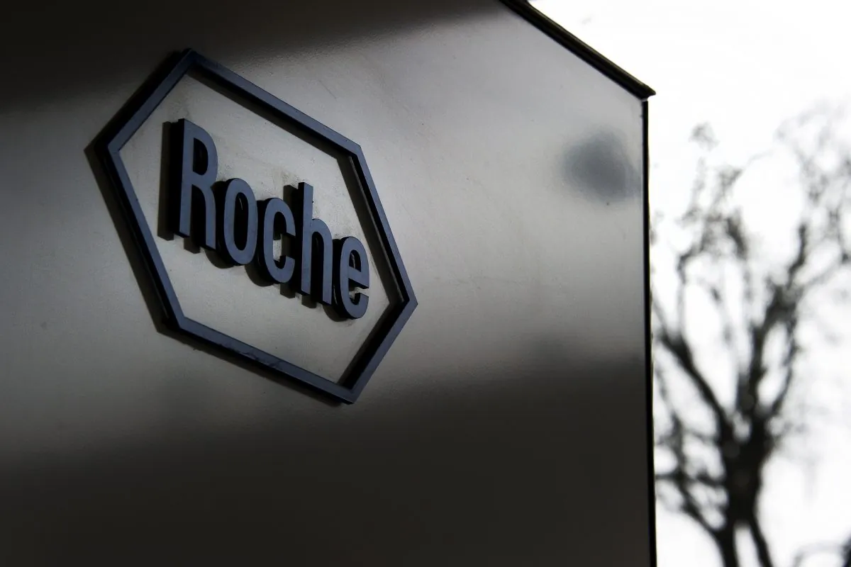 The logo of Swiss pharmaceutical giant Roche in Basel on Feb. 2, 2011. (Fabrice Coffrini/AFP/Getty Images)
