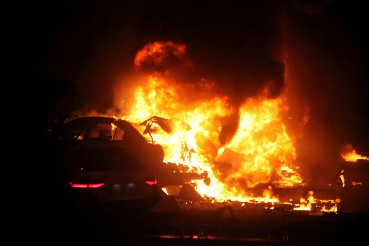 This picture taken on March 13, 2016, shows a burning car after a deadly blast in Ankara on March 13, (Mehmet Ozer/AFP/Getty Images)