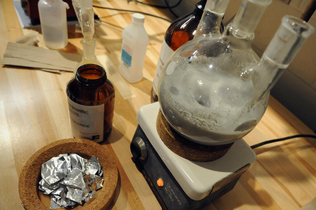 A mock "ecstasy" lab for teaching purposes at the new National Clandestine Laboratory Training and Research Facility at the DEA Training Academy in Quantico, Va., on Dec. 5, 2008. (Tim Sloan/AFP/Getty Images)