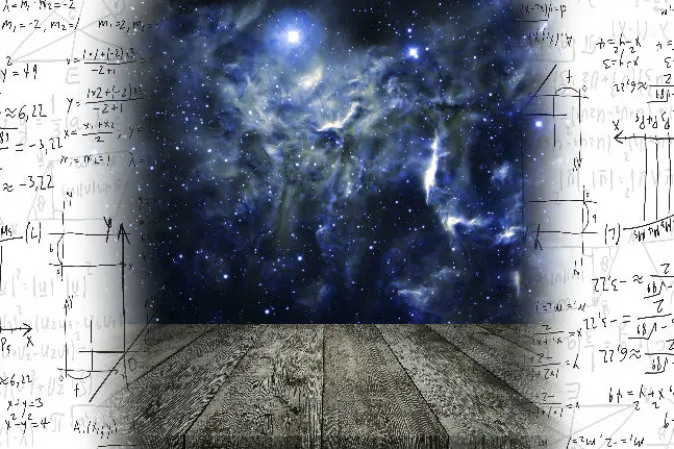 Mathematical equations (GoldenShrimp/iStock) Illustration of space (Robertsrob/iStock)