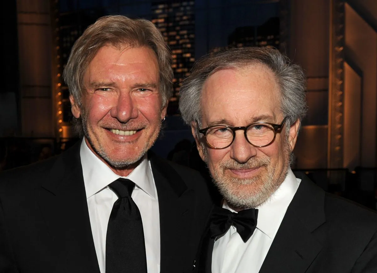 Actor Harrison Ford (left) and Director Steven Spielberg (right) pose during the 38th AFI Life Achievement Award honoring Mike Nichols held at Sony Pictures Studios on June 10, 2010. (Photo by Kevin Winter/Getty Images for AFI)