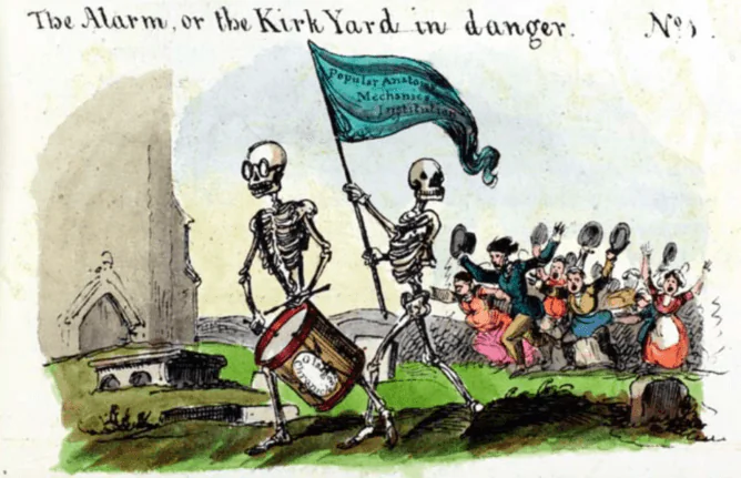 Accompanying an 1825 piece on the grave-robbing problem. (Looking Glass)
