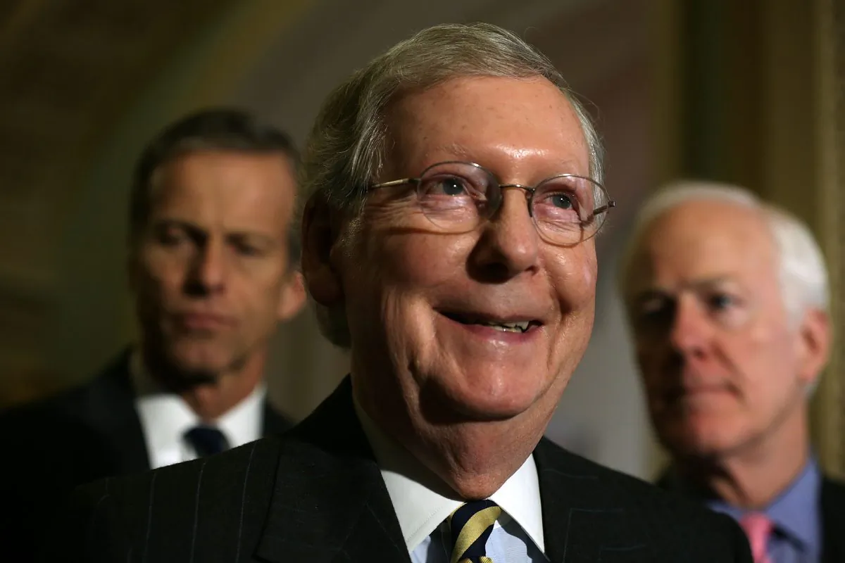  U.S. Senate Majority Leader Sen. Mitch McConnell (R-KY) during a news briefing after the weekly Republican policy luncheon March 8, 2016 on Capitol Hill in Washington, DC. (Alex Wong/Getty Images)