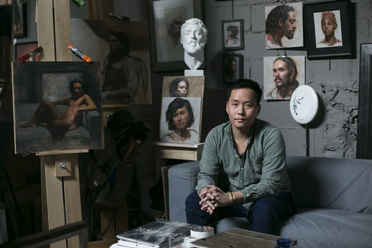 Artist Patrick Byrnes at the Grand Central Atelier, where he paints and teaches, in Long Island City, New York on March 4, 2016. (Samira Bouaou/Epoch Times)