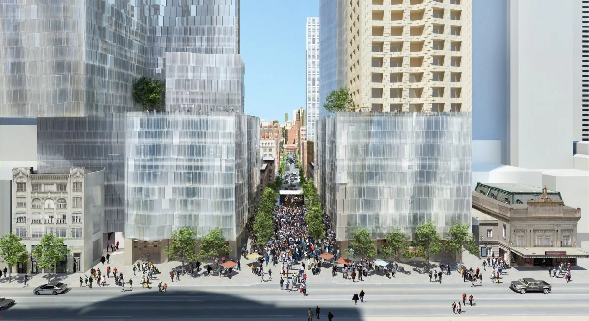 Rendering of Mirvish+Gehry Towers. Mirvish+Gehry Toronto will create a new visual identity for the city’s premier arts district. (Milborne Real Estate Inc.)