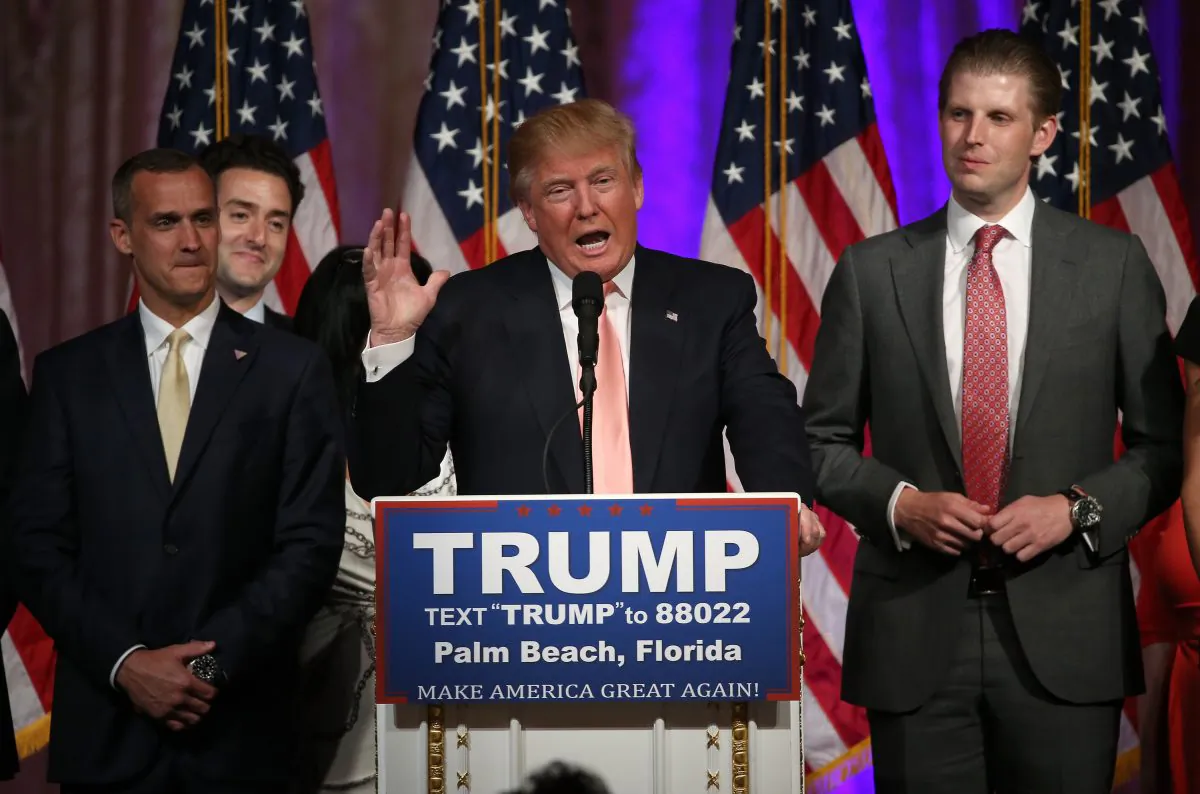 Republican presidential candidate Donald Trump speaks during a primary night press conference in Palm Beach, Florida on March 15, 2016. (Win McNamee/Getty Images)