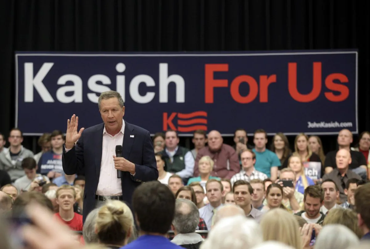 Republican presidential candidate Ohio Gov. John Kasich speaks at a town hall event at Utah Valley University, Friday, March 18, 2016, in Orem, Utah.  (AP Photo/Kim Raff)
