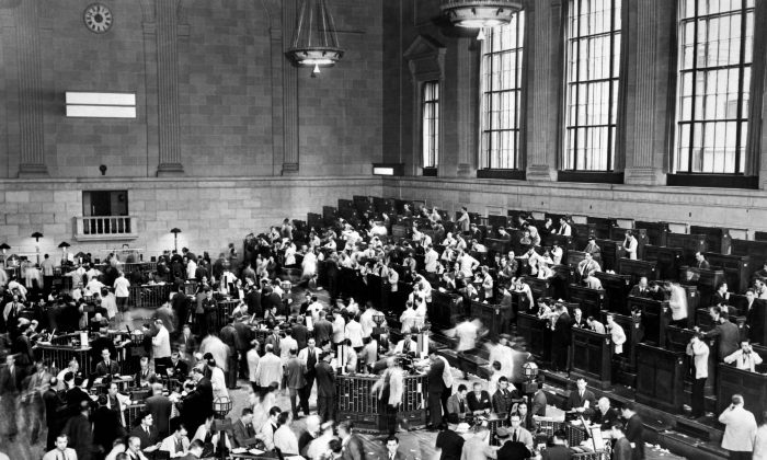 Traders rush in Wall Street as New York Stock Exchange crashed, sparking a run on banks that spread across the country in October 1929, the beginning of the Stock Market Crash. (OFF/AFP/Getty Images)