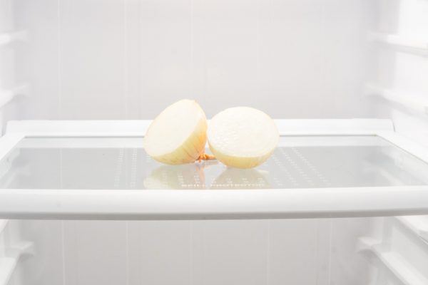 Onion. Bulb. Bulb in the refrigerator
