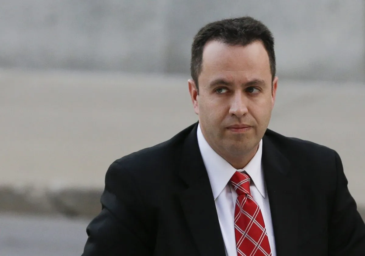 Former Subway pitchman Jared Fogle arrives at the federal courthouse in Indianapolis. Fogle's ex-wife Katie McLaughlin filed a lawsuit against Subway, claiming the sandwich restaurant knew Fogle was a pedophile on Oct. 24. (AP Photo/Michael Conroy, File)