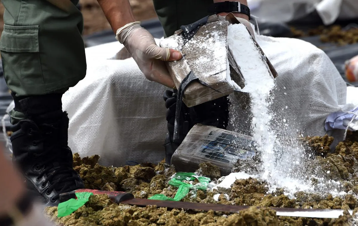 Panama's anti-narcotics personnel prepare to burn over 10 tons of cocaine and marijuana in Cerro Patacon, a dump near Panama City, on Oct. 16, 2015. (Rodrigo Arangua/AFP/Getty Images)