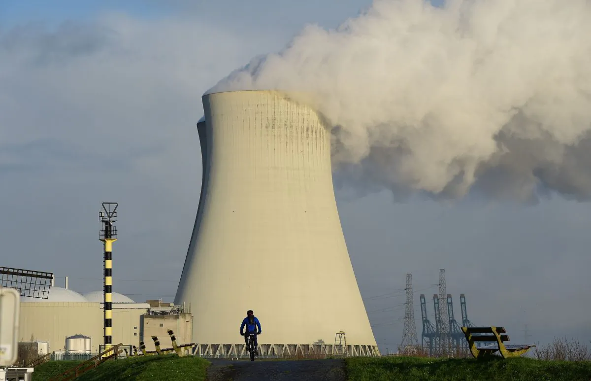 The cooling towers of Belgium's Doel nuclear plant on January 12, 2016 (EMMANUEL DUNAND/AFP/Getty Images)