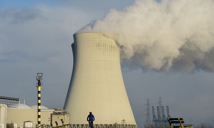 The cooling towers of Belgium's Doel nuclear plant on January 12, 2016 (EMMANUEL DUNAND/AFP/Getty Images)